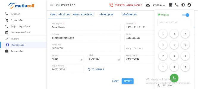 Müşteri Kartı Tanıma